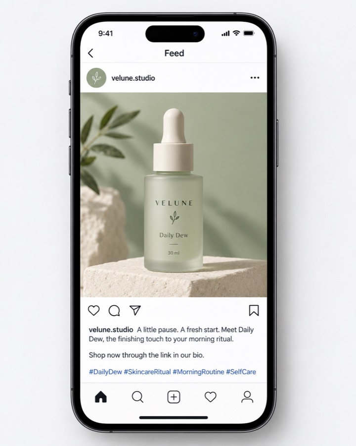 AI-generated caption example on a social post