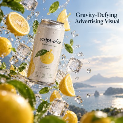 Gravity-defying advertising visual example